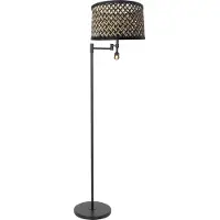 Steinhauer Stehleuchte Stang, LED-Leselicht, Geflecht schwarz/natur