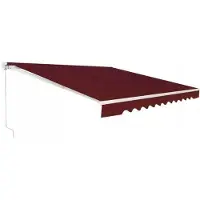 Costway Markise 360x300cm Sonnenmarkise mit Kurbel Gelenkarmmarkise Balkonmarkise Sonnenschutz, für Balkon & Veranda Weinrot