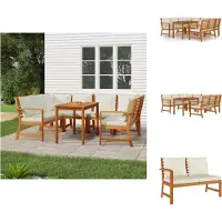 vidaXL 7-tlg. Garten-Essgruppe mit Kissen Massivholz Akazie - Gartenmöbel-Sets