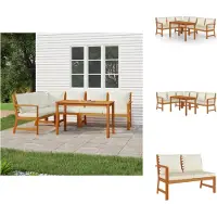vidaXL 5-tlg. Garten-Essgruppe mit Kissen Massivholz Akazie - Gartenmöbel-Sets