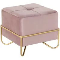 DKD Home Decor Barhocker Rosa Polyester Schaum Metall Golden Holz MDF (42 x 42 x 38 cm)