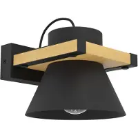 Eglo Wandleuchte Maccles in Schwarz mit Holz