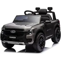 Vrooomy Ford Ranger Kinder Elektrofahrzeug 12V (1–6 Jahre) – Offiziell Lizenziert Ford Pickup, mit 2.4G Fernbedienung & Ledersitz – Kinder Elektroauto Geländewagen – Grau
