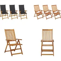 vidaXL Klappbare Gartenstühle 3 Stk. mit Auflagen Massivholz Akazie - Gartenstuhl - Gartenstühle - Essstuhl - Essstühle