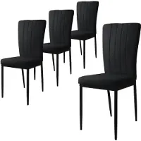 ML-Design 4er Set Esszimmerstuhl mit Rückenlehne, Schwarz, Samtbezug mit Metallbeine