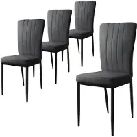 ML-Design Esszimmerstühle 4er Set mit Samt-Bezug, Grau, Küchenstühle mit Rückenlehne, Polsterstuhl mit Metallbeinen