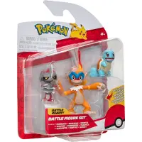 Jazwares Pokémon Battle Figure Set Figuren 3er-Pack Gladiantri, Schiggy #1, Panpyro 5 cm
