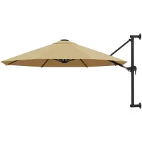 vidaXL Sonnenschirm zur Wandmontage mit Metall-Mast 300 cm Taupe