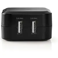Nedis WCHAU484ABK Netzladegerät 24 W 2x 2,4 A 2 Ausgänge 2x USB-A Schwarz