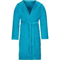 Vossen Unisex-Bademantel "Texas, ideal für Sauna & Spa, Hotelbademantel, Morgenmantel" Gr. XL, blau (türkis), L:113cm, Webvelours, Hausmäntel, Unisex-Bademantel, für Damen & Herren