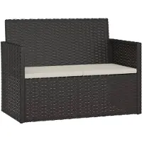 vidaXL Gartenbank mit Kissen Schwarz 105 cm Poly Rattan