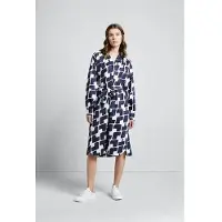 Bugatti Blusenkleid , Damen, Gr. 38, Normalgrößen, Langarm, blau (marine), 100% Baumwolle, normal, Kleider Blusenkleid, mit grafischen Prints