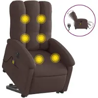 vidaXL Elektrischer Massagesessel mit Aufstehhilfe Dunkelbraun Stoff