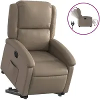 vidaXL Relaxsessel mit Aufstehhilfe Elektrisch Cappuccino Kunstleder