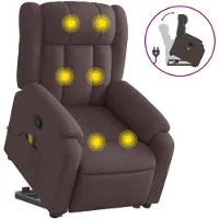 vidaXL Massagesessel mit Aufstehhilfe Dunkelbraun Stoff