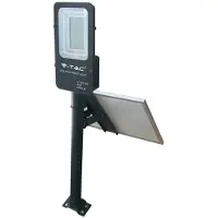 V-TAC VT-ST-200 50 W selbstbetriebene schwarze LED-Straßenleuchte mit Solarpanel und Fernbedienung 4000 K IP65 – SKU 5502