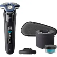 Philips SHAVER Series 7000 S7886/55 Elektrischer Nass- und Trockenrasierer, Rotationstrasierer, Schwarz, SteelPrecision blades, LED, GroomTribe; Connects via Bluetooth, SH71