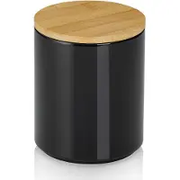 kela Küchenbehälter, Keramik/Bambus, 1,0 l, Durchmesser 12 x 15 cm, schwarz Cady /