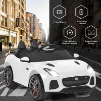 Costway Jaguar 12V Elektro Kinderauto mit Geschichten & Musik & Hupe & Scheinwerfer, Kinderfahrzeug mit 2,4G Fernbedienung, Elektroauto 3-5km/h für Kinder ab 3 Jahren (Weiß)
