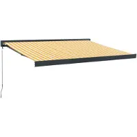 vidaXL Markise Einziehbar Gelb und Weiß 3,5x2,5 m Stoff und Aluminium