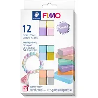 Staedtler soft 8023 ofenhärtende Modelliermasse Materialpackung "Pastel Colours" mit 12 Halbblöcken je 25g