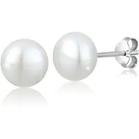 Elli Paar Ohrstecker "Ohrringe Perlen Süßwasserzuchtperle Elegant Basic Silber", weiß, Ohrringe, Damen, Silber 925 (Sterlingsilber), Paar Ohrstecker