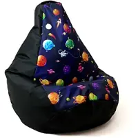Go Gift Sako bag pouffe pear print black-planets XXL 140 x 100 cm