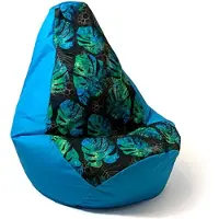 Go Gift Sako bag pouffe Pear print blue-monstera XL 130 x 90 cm
