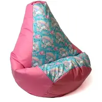 Go Gift Sako bag pouffe Pear print pink-unicorn XXL 140 x 100 cm