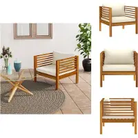 The Living Store Gartenstuhl mit Cremeweißen Kissen Massivholz Akazie