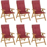 vidaXL Klappstühle Verstellbar mit Kissen 6 Stk. Massivholz Teak