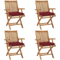 vidaXL Klappstühle mit Kissen, 4-teilig, Massivholz Teakholz