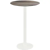 Veba Urban Stehtisch Weiß gestell + Tropical Wood HPL Ø70 cm