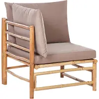 Beliani Ecksessel Hellbraun und Taupe Bambusholz mit Auflagen Kissen Boho Rustikal Modulares Eckteil Gartensessel Outdoor Terrasse Ausstattung