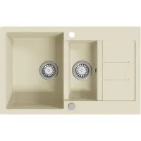The Living Store Granitspüle Doppelbecken Beige