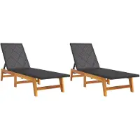 The Living Store Sonnenliegen 2 Stk. Schwarz Braun Poly Rattan Massivholz Akazie