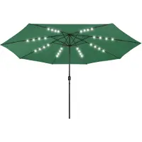 The Living Store Sonnenschirm mit LED-Leuchten und Metallmast 400 cm Grün