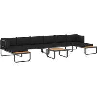The Living Store 5-tlg. Garten-Ecksofa-Set mit Auflagen Aluminium und WPC