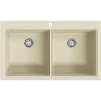 The Living Store Granitspüle Doppelbecken Beige