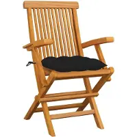 The Living Store Gartenstühle mit Schwarzen Kissen 6 Stk. Massivholz Teak