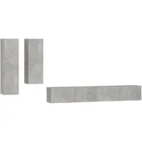 The Living Store 4-tlg. TV-Schrank-Set Betongrau Holzwerkstoff