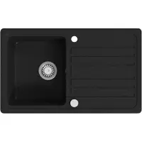 The Living Store Granitspüle mit Abtropffläche Reversibel Schwarz