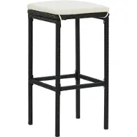 The Living Store Barhocker mit Kissen 3 Stk. Schwarz Poly Rattan