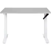 Beliani Schreibtisch Grau und Weiß Melamin 120x72 cm Manuell Höhenverstellbar Rechteckig mit Kurbel Metallgestell Modern Büro Steh-Sitz-Tisch Stehtisch