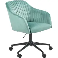 Beliani Arbeitshocker Mintgrün Samtstoff Modern Höhenverstellbar Drehbar Rollbar Bürostuhl Home-Office Büro Arbeitszimmer Ausstattung Sitzmöbel