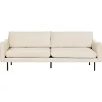 Beliani Sofa Set Hellbeige Samt 3-Sitzer Sofa Sessel mit Ottomane Hohe Schwarze Metallfüße Dicke Sitzkissen Schmale Armlehnen Lose Rücken- & Sitzkissen