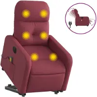 vidaXL Elektrischer Massagesessel mit Aufstehhilfe Weinrot Stoff