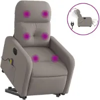 vidaXL Elektrischer Massagesessel mit Aufstehhilfe Taupe Stoff