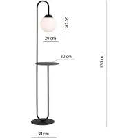 Emibig Stehlampe mit integriertem Tisch , 1xE14, 10W, Modell BARI, Farbe: Schwarz, Artikelnummer: 1235/LP1