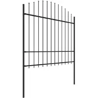 The Living Store Gartenzaun mit Speerspitzen Stahl (1,5 - 1,75) x 1,7 m Schwarz